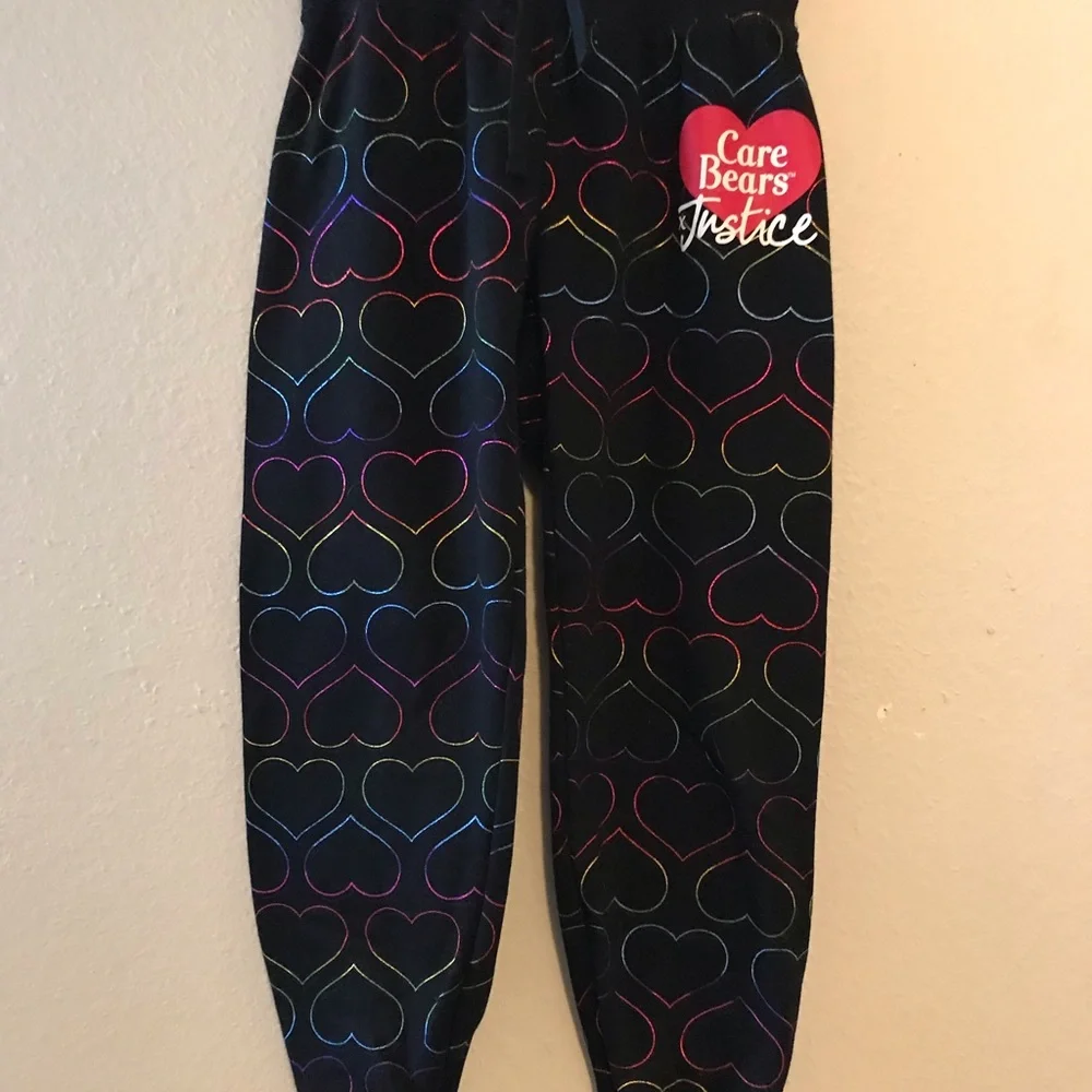 Justice x Care Bears Black Rainbow Heart Joggers for Kids